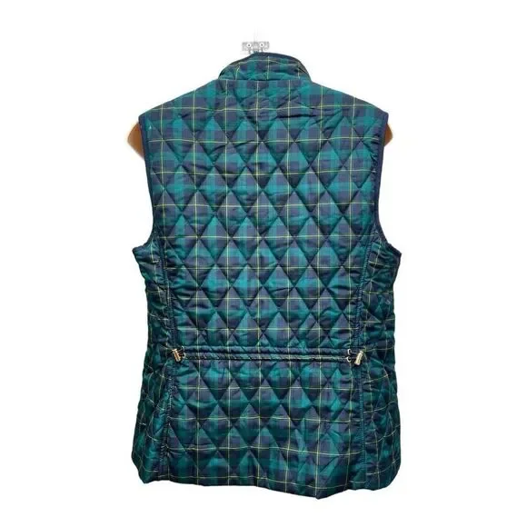 Croft & Barrow NWT Vest Sz M Green Blue Plaid Sleeveless Quilted Full Zip Preppy - Picture 2 of 7